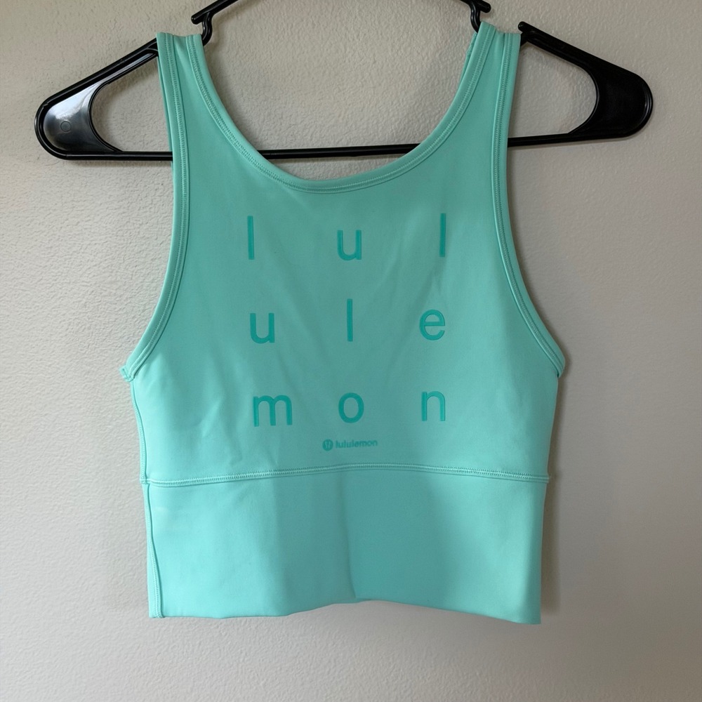 Lululemon Power Pivot Everlux Sports Bra Cropped Tank Top Blue Mint 4